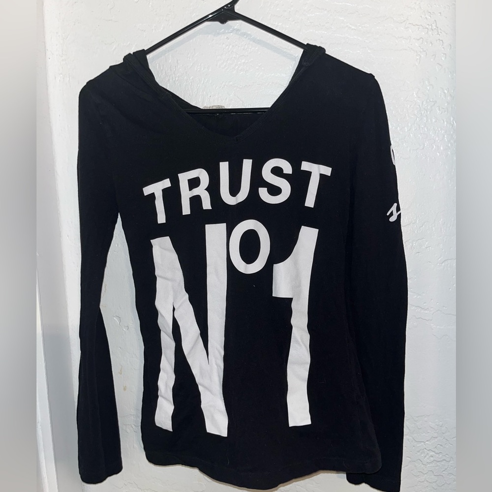 Trust No 1 hooded long sleeve shirt